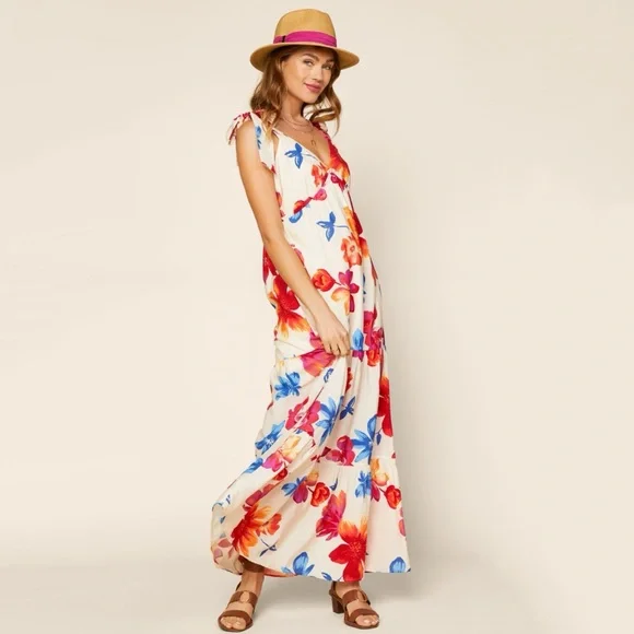 SKIES ARE BLUE Clothing Women Flora Floral Maxi Sleeveless Dress in Size Medium - Picture 3 of 11